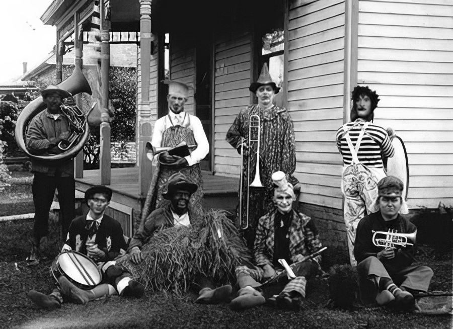 Friends celebrate Halloween, 1920