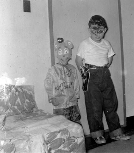 Kids with Mighty Mouse and cowboy outfits, 1951