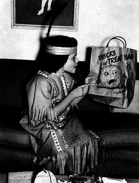 Girl with Trick or treat bag, 1954