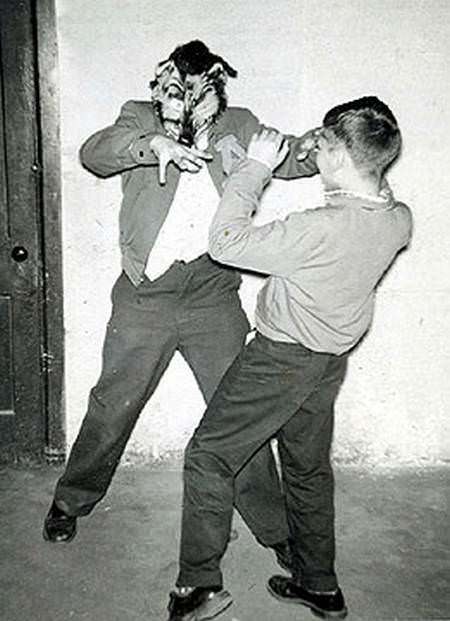 Teen dressed as a werewolf, 1957