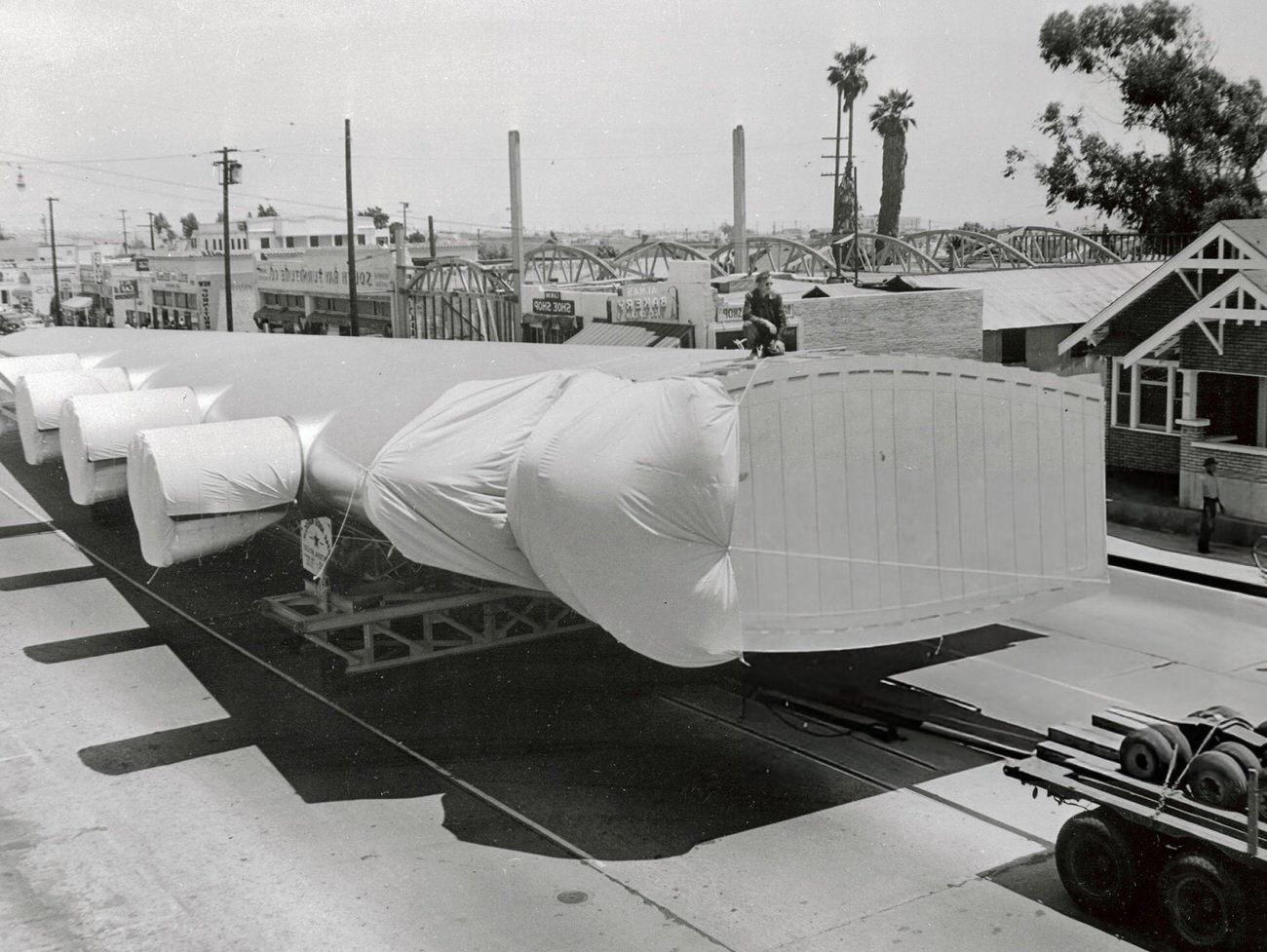 A wing section of the Spruce Goose, 1940s.