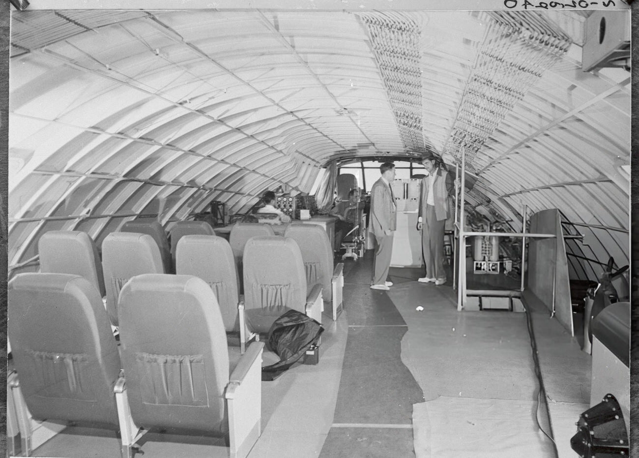 The flight deck of Howard Hughes' Spruce Goose, 1940s.