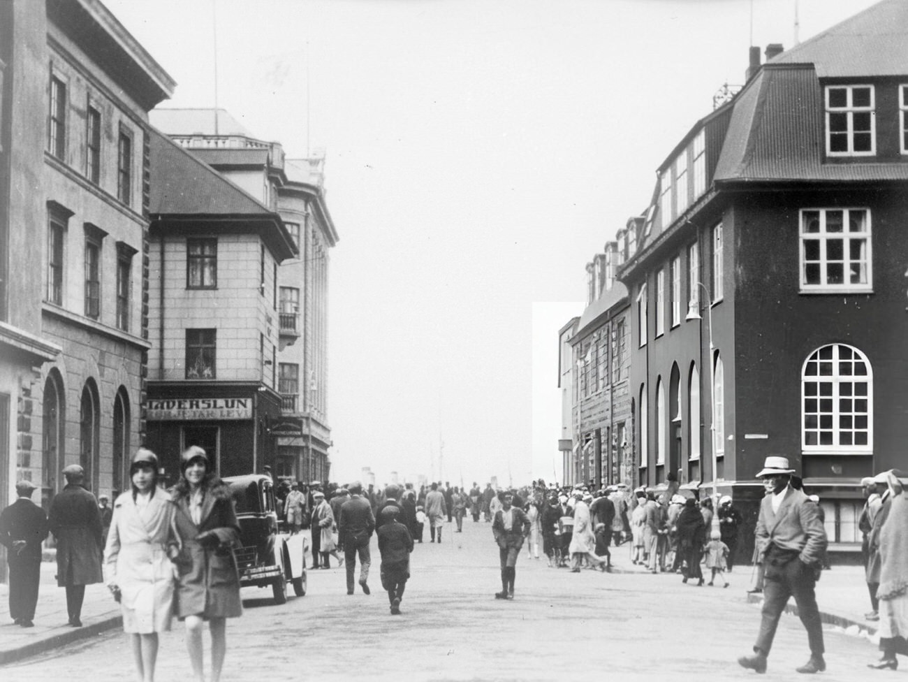 Main street of Reykjavik, Iceland, celebrating its 100th anniversary, 1930.