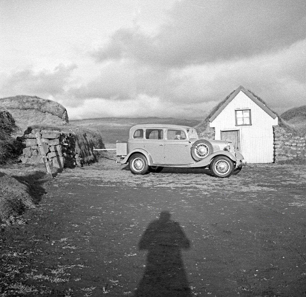 Traveling by car in Iceland, 1930s.