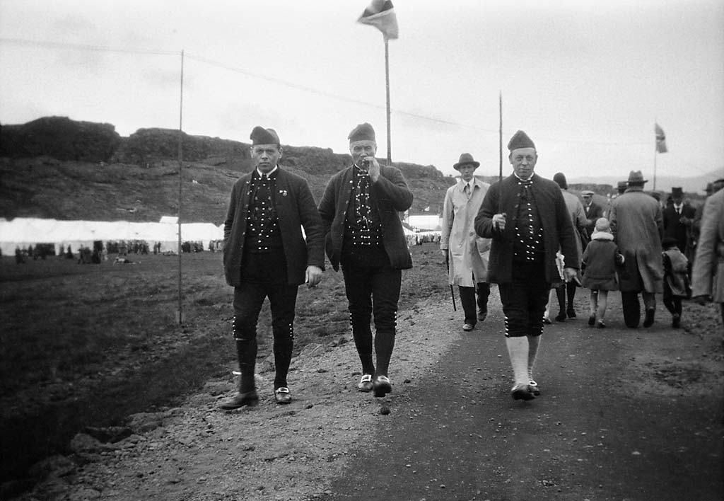 Three men from the Faeroe Islands at Thingvellir, Iceland.