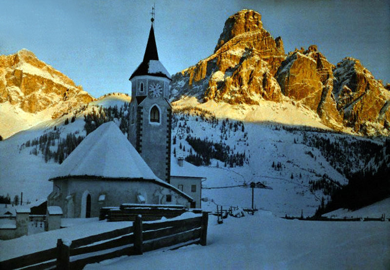 Morning sun on the mountains in Italy, 1927.