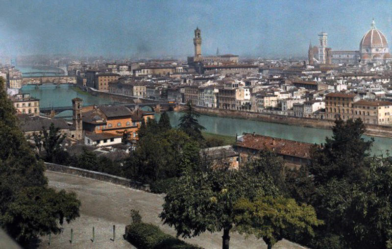 The Arno River in Florence, Italy, 1927.