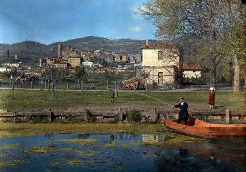 Italians fishing in Lake Bolsena, Italy, 1934.