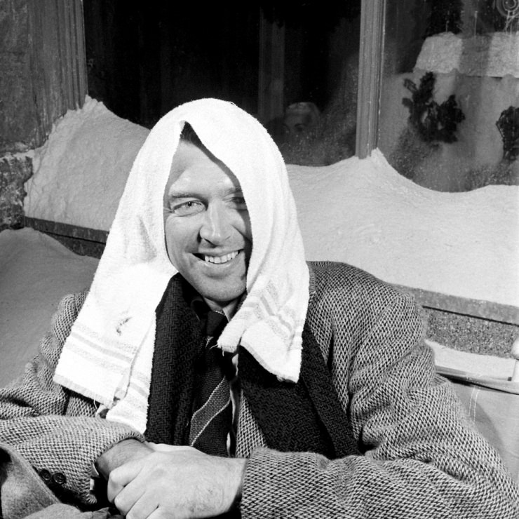 Jimmy Stewart on the set of It's a Wonderful Life