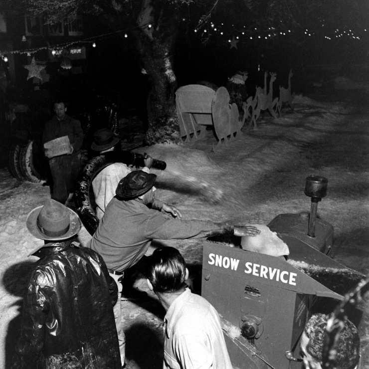 Making artificial snow on the set of It's a Wonderful Life