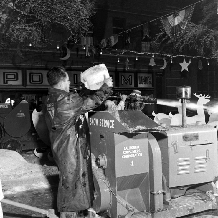 Making artificial snow on the set of It's a Wonderful Life