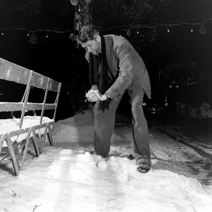 Jimmy Stewart on the set of It's a Wonderful Life