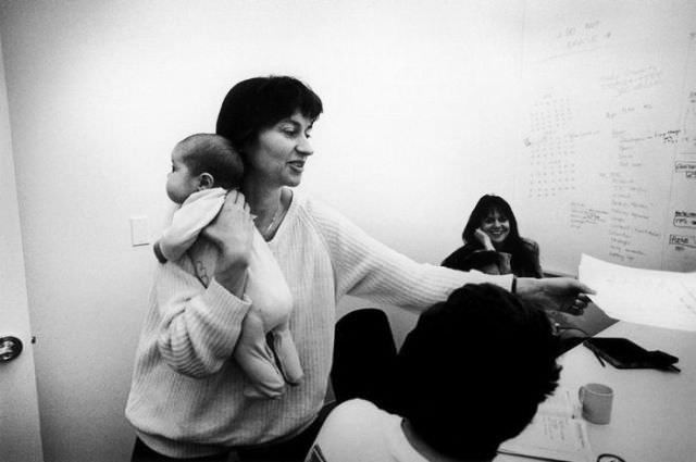 Apple employee with her baby, Apple, 1993