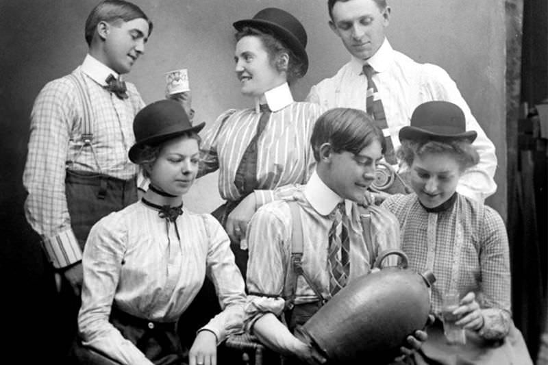 Raising a Glass to the New Year: Vintage Photos of Ladies Enjoying a Drink in the Early 1900s