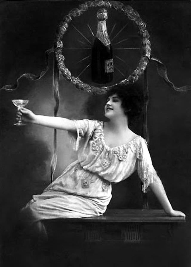 Raising a Glass to the New Year: Vintage Photos of Ladies Enjoying a Drink in the Early 1900s