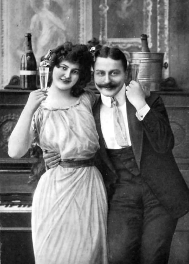 Raising a Glass to the New Year: Vintage Photos of Ladies Enjoying a Drink in the Early 1900s