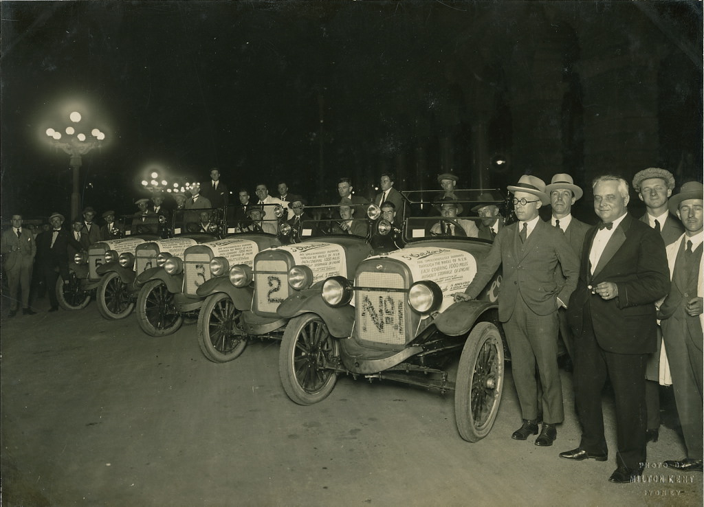 Cars at the end of 1,000 mile rally organised by the Overland company, 1927