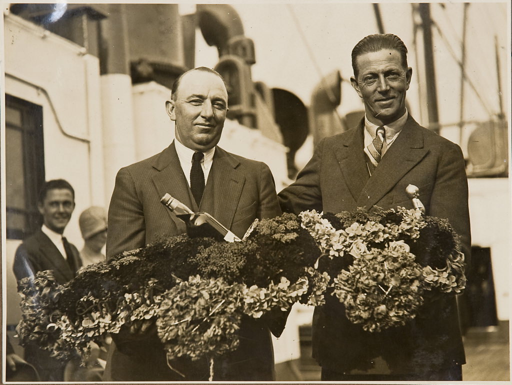 Norman Wizard Smith and Don Harkness on board S.S. Maunganui, 1926 - 1936