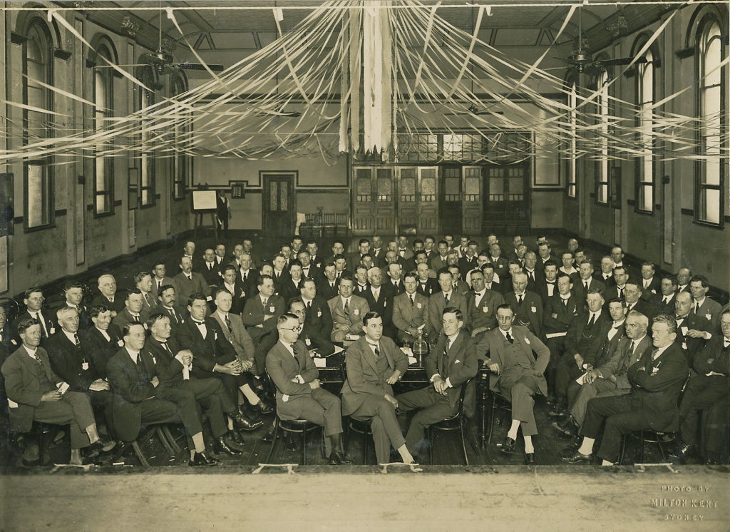 Large group of men at meeting, 1920 - 1929