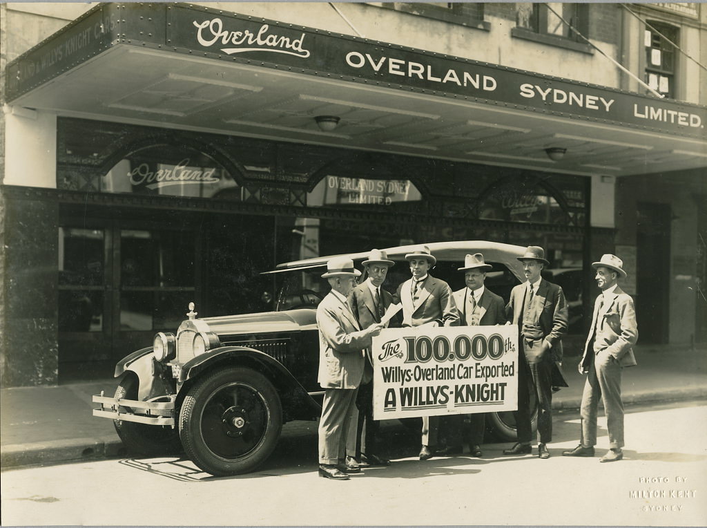 The 100,000th Willys-Overland exported car, outside Overland Sydney Ltd office, 1920 - 1929