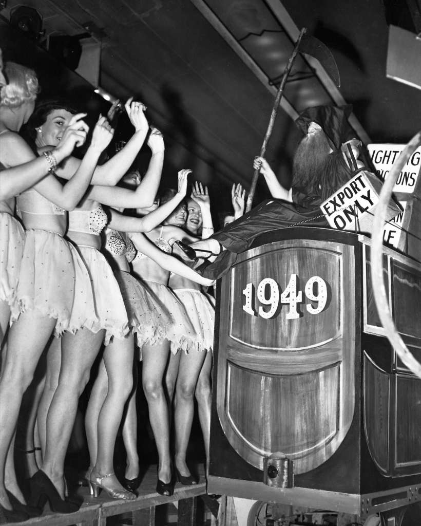 Dancers at the Trocadero Restaurant, Leicester Square, London, on New Year's Eve, 1949.