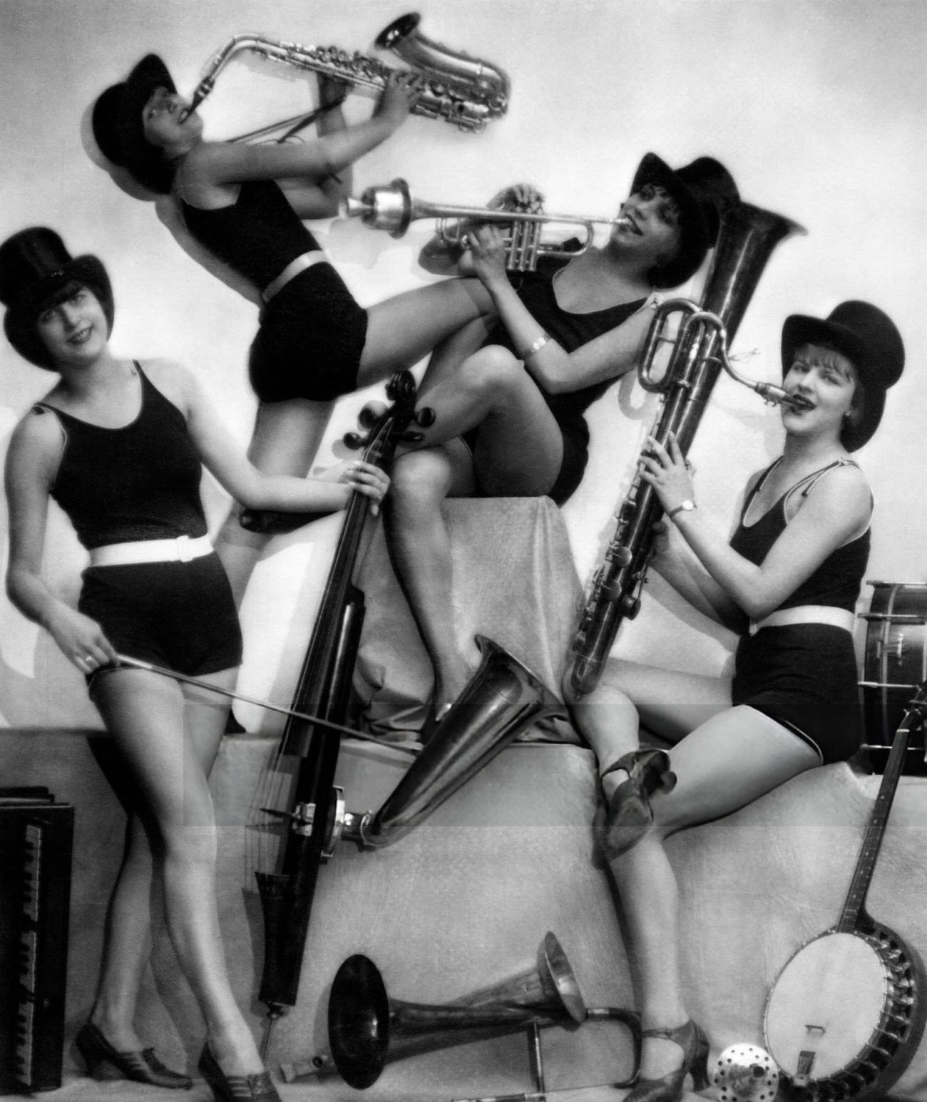 Chorus girls from a New Year's Eve revue in Germany, 1927.