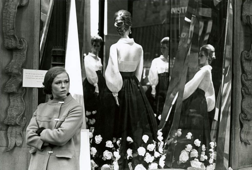 Woman and window display.