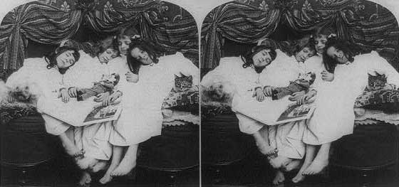 Sleeping with kittens on the couch, 1901.