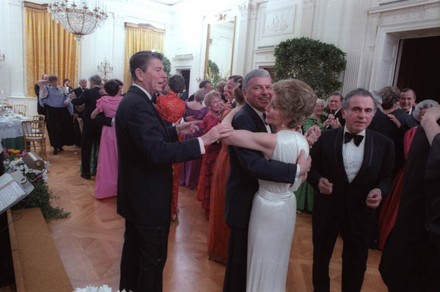 Ronald Reagan telling Frank Sinatra to stop dancing with his wife