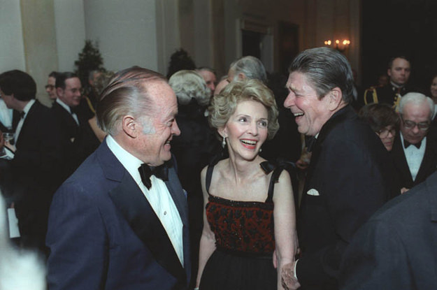 Bob Hope at a dinner for British Prime Minister Magaret Thatcher