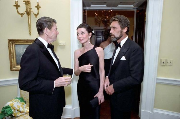 Audrey Hepburn and Robert Wolders at a private dinner for the Prince of Wales