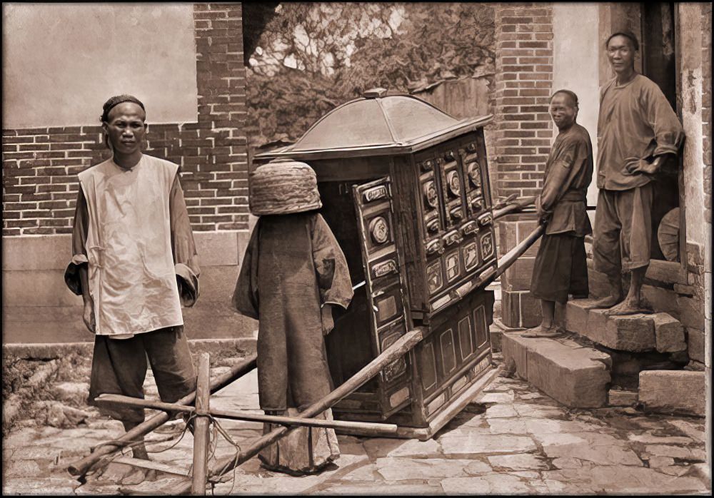 A bride on her way to a wedding, Fuzhou, 1911