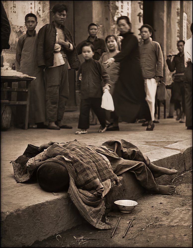 A young child dying during a famine, 1946.