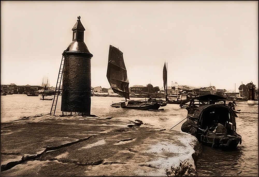 Lighthouse in the Canton River, c1891.