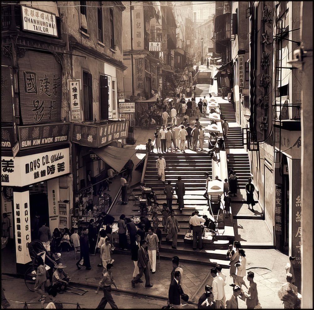 Produce and wares, Hong Kong Island, 1946.