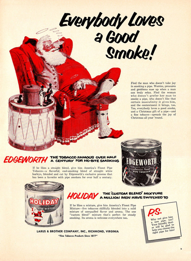 Santa Smokes? Bizarre Vintage Tobacco Ads Featuring Santa Claus