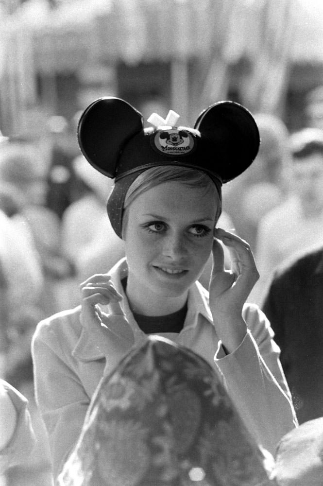 Twiggy at Disneyland during her first visit to the U.S., 1967.