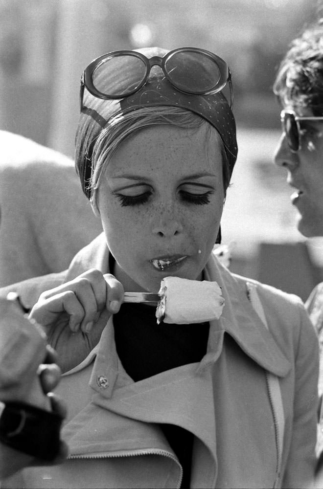 Twiggy at Disneyland during her first visit to the U.S., 1967.