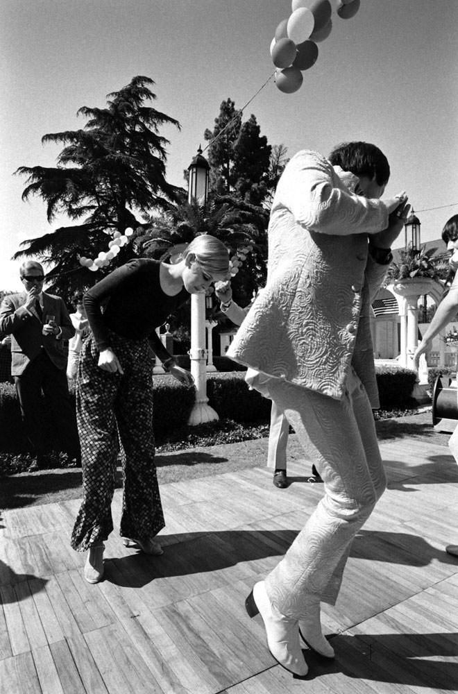 Twiggy (left) at a party thrown for her in Beverly Hills, 1967.