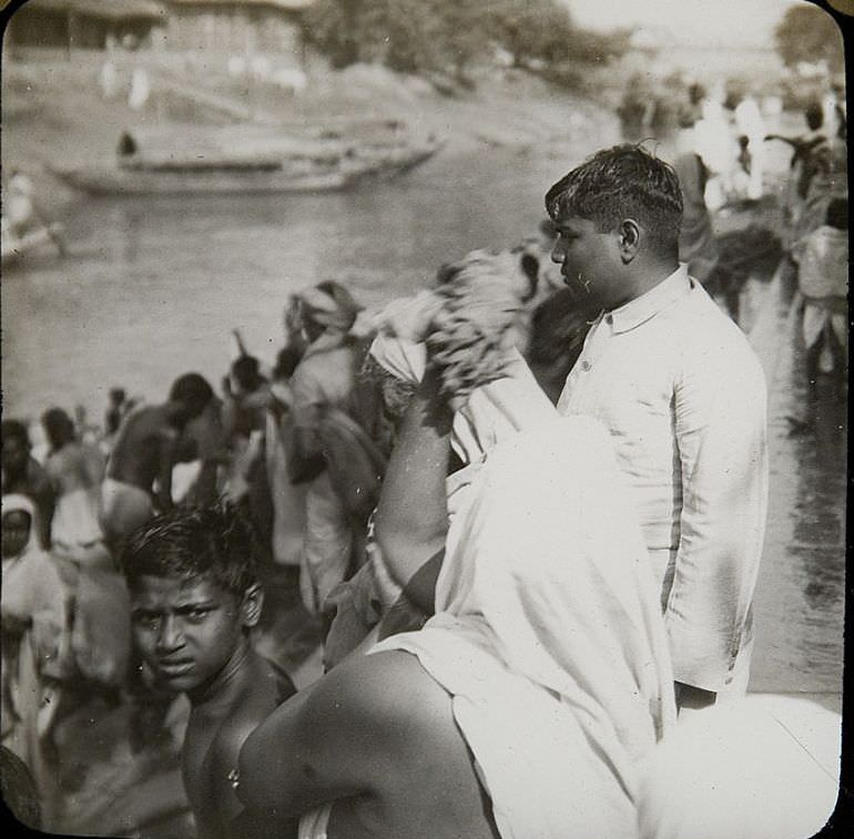Bathers, India, 1890s.